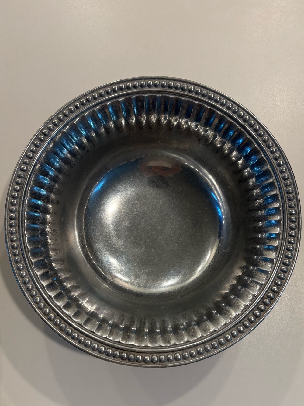Vintage Wilton Armetale Flutes and Pearls 12” Vegetable Serving Bowl
